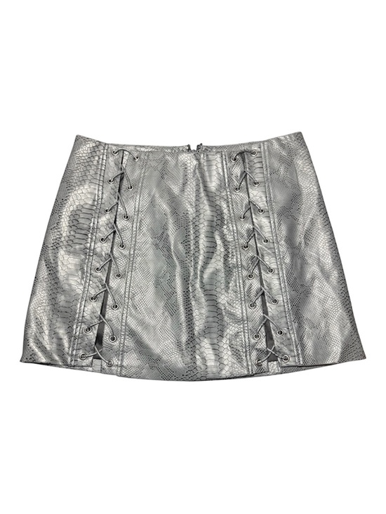 naked wardrobe Dresses & Skirts - NAKED WARDROBE Faux-Snake Skin Lace-Up Mini Skirt